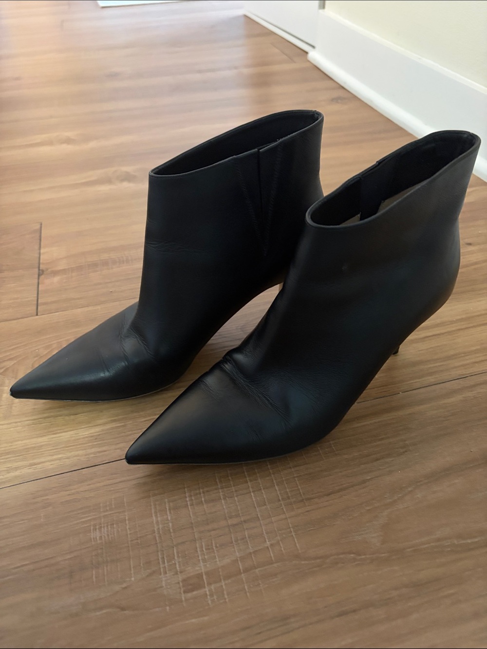 Jimmy Choo Black Pointed Leather Ankle Booties